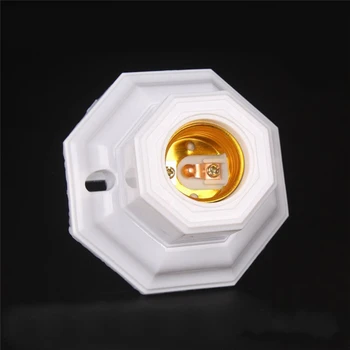 

AC250V 6A E27 Engineering Plastic Octagonal Flat-mounted Screw Base Lampholder Bulb Adapter for Lamp Bases Lights Accessory