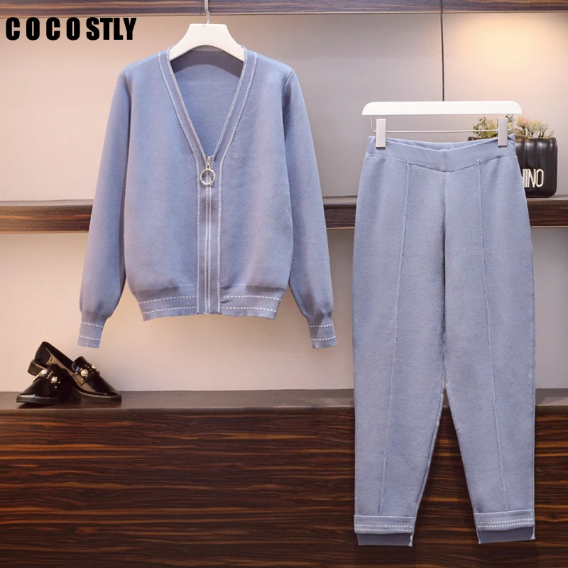 Autumn 2 Piece Set Women Sporting Suits Knitting Cardigan + Pants Sporting Wear Female Tracksuit matching sets plus size
Autumn 2 Piece Set Women Sporting Suits Knitting Cardigan + Pants Sporting Wear Female Tracksuit matching sets plus size