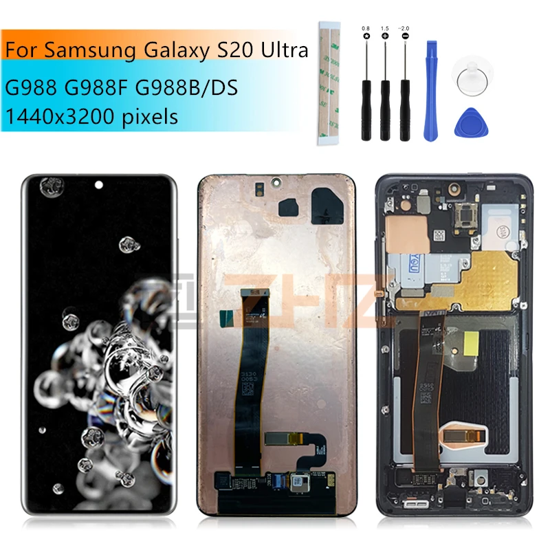 For Samsung Galaxy S20 Ultra Lcd G988 G988F G988B/DS lcd Digitizer Assembly with frame S20 Ultra display replacement Repair part
For Samsung Galaxy S20 Ultra Lcd G988 G988F G988B/DS lcd Digitizer Assembly with frame S20 Ultra display replacement Repair part