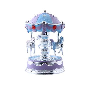 Roundabout Carousel Horse Carousel Music Box Toy with Light Romantic Clockwork Beautiful Good Kid Birthday Christmas Gift