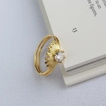 Authentic S925 Sterling Silver FINE Jewelry Zirconia Gold SUN Geometric Ring Adjust TLJ855
Authentic S925 Sterling Silver FINE Jewelry Zirconia Gold SUN Geometric Ring Adjust TLJ855