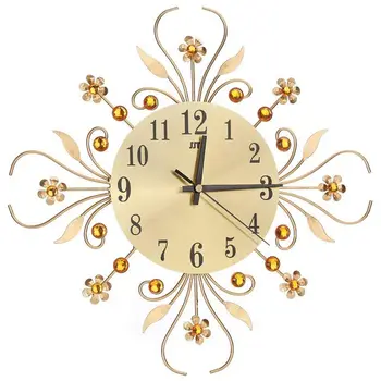 

Modern Crystal Diamond Wall Clock, Luxury Flower Wall Clock Silent Metal Clock for Living Room, Bedroom, Home Wall Art Decoratio