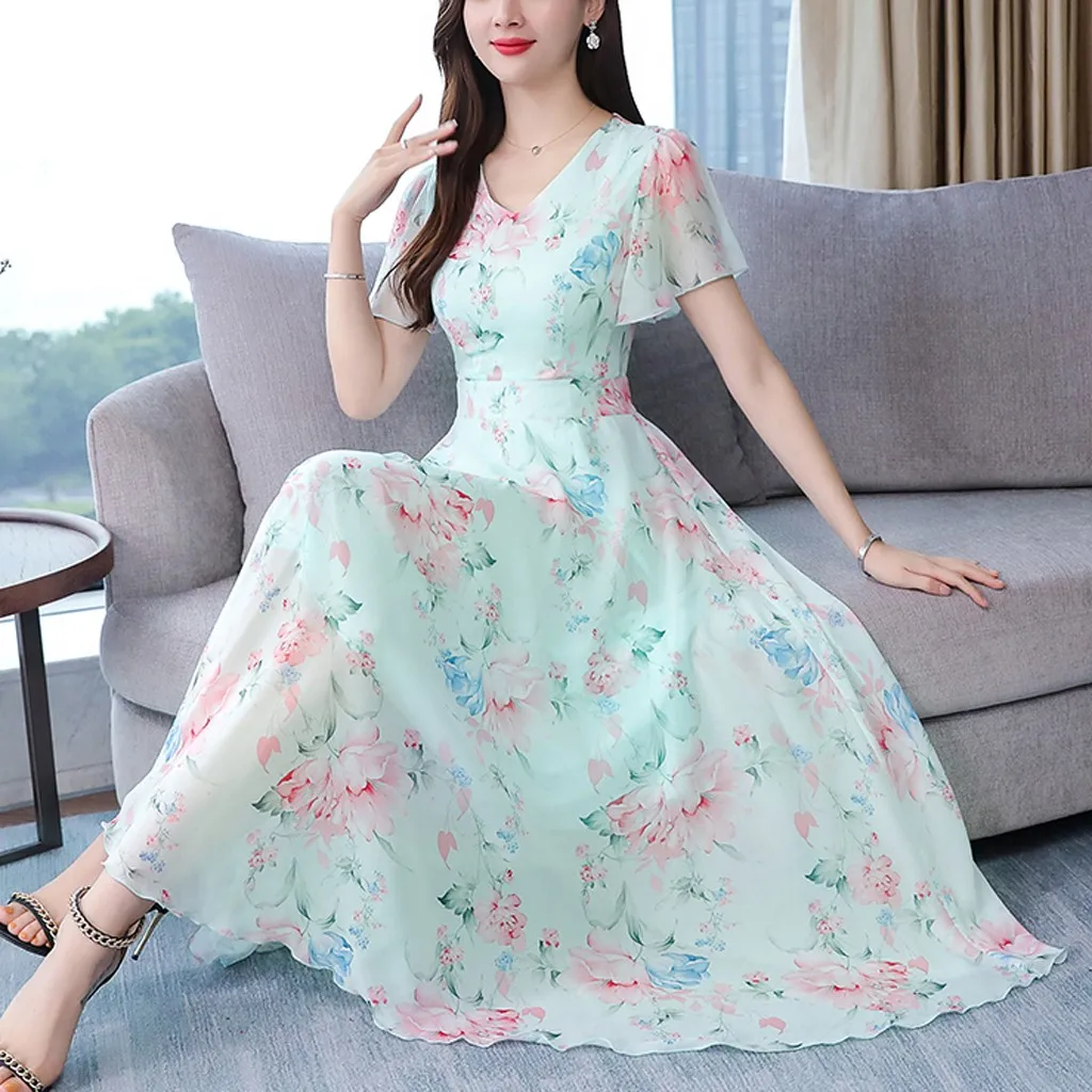 Women Dresses Chinese Style Rtro Elegant Lady Summer O-Neck Knee Length Short Sleeve Flower Printing Fit and Flare bow Dress
Women Dresses Chinese Style Rtro Elegant Lady Summer O-Neck Knee Length Short Sleeve Flower Printing Fit and Flare bow Dress