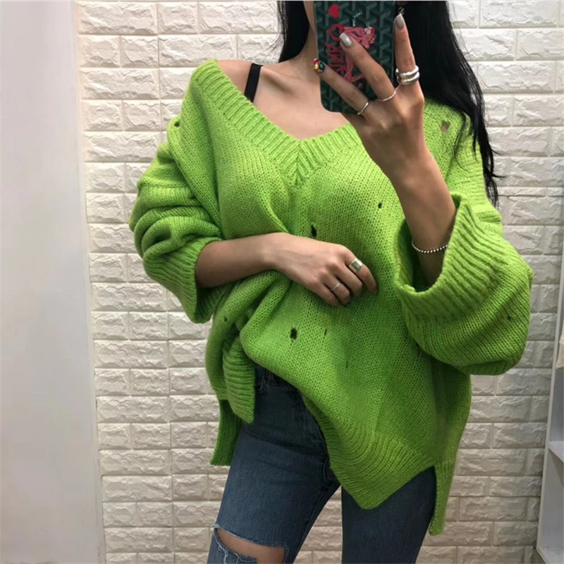 Alien Kitty Fashion Students Hole Knitted Thick Warm Pullovers Soft V-Neck Loose Casual Sweet Lazy Style All Match Sweaters
Alien Kitty Fashion Students Hole Knitted Thick Warm Pullovers Soft V-Neck Loose Casual Sweet Lazy Style All Match Sweaters