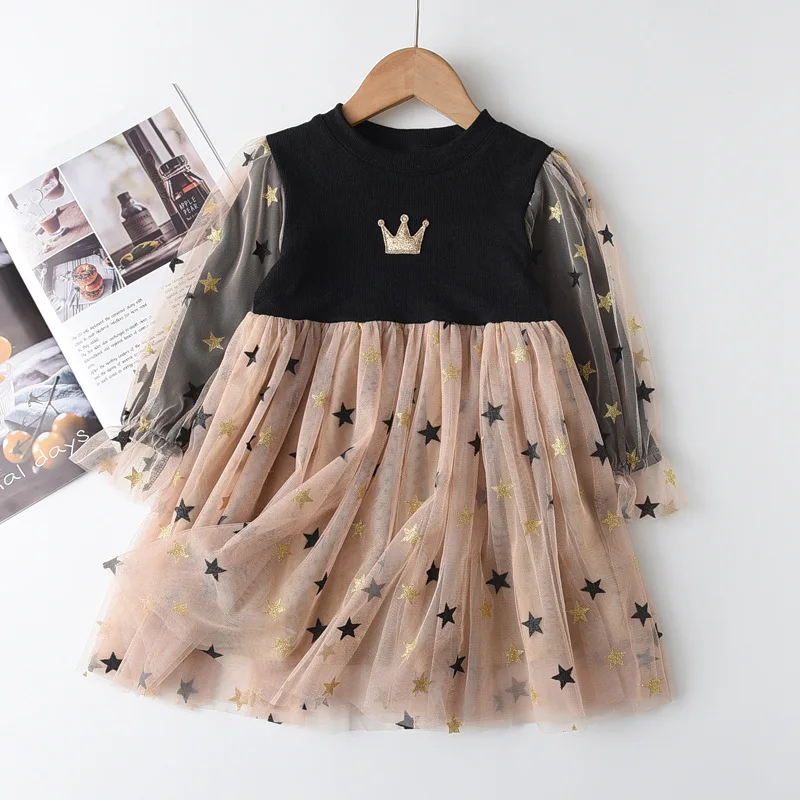 Фото Вечерние платья для девочек осень-весна 2021 стильная осенняя одежда маленьких