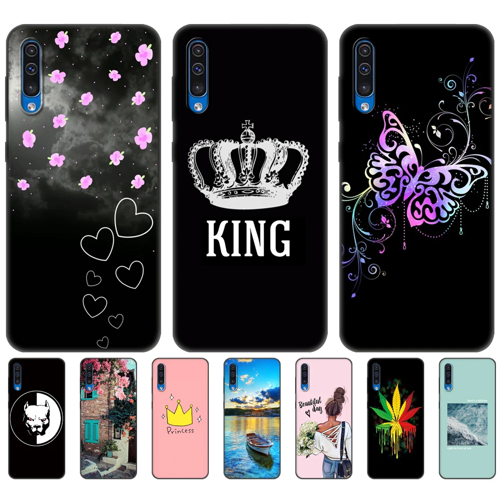 For Samsung Galaxy A50 Case Silicon Back Cover Phone A505 A505F SM-A505F Soft 6.4inch black tpu case | Мобильные телефоны и