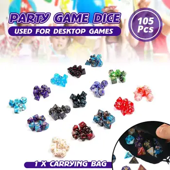 105Pcs Dice Set Role Playing Table Game With Cloth Bag Bar Party Game Dice +Bag Mixed Color Set Board Game Entertainment Dice
105Pcs Dice Set Role Playing Table Game With Cloth Bag Bar Party Game Dice +Bag Mixed Color Set Board Game Entertainment Dice