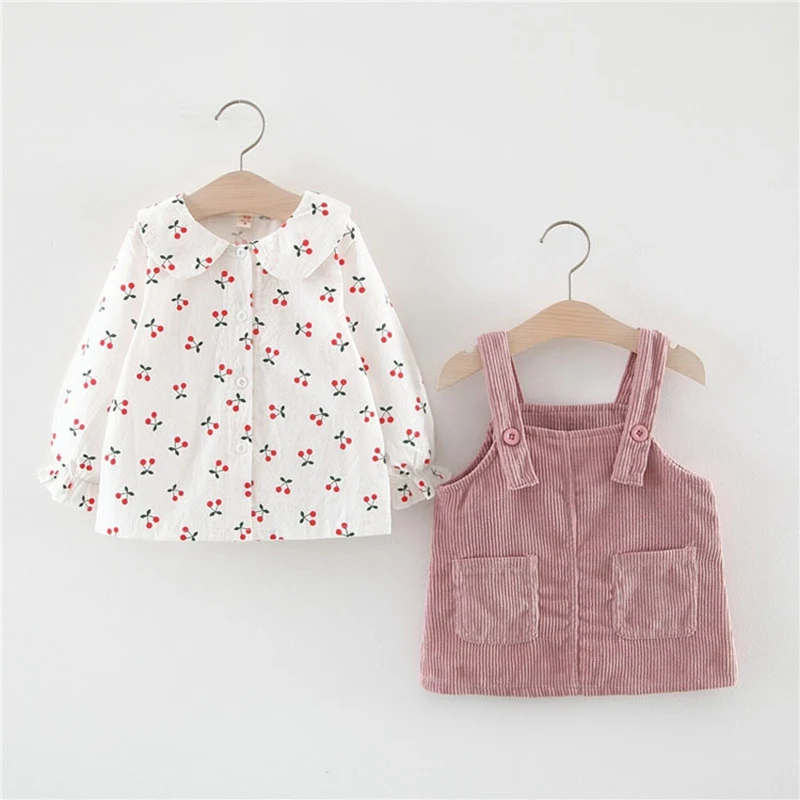 2019 Autumn Princess Clothes Set Printed Cherry Shirt Blouse+Overalls Dress For Baby Girls Infants Kids Children 2pcs Suit S9574
2019 Autumn Princess Clothes Set Printed Cherry Shirt Blouse+Overalls Dress For Baby Girls Infants Kids Children 2pcs Suit S9574