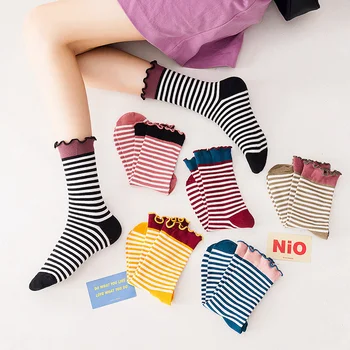 Dreamlikelin Autumn Spring Harajuku Women's Socks Japanese Striped Casual Students Girls Cotton Ruffle Socks 
Dreamlikelin Autumn Spring Harajuku Women's Socks Japanese Striped Casual Students Girls Cotton Ruffle Socks