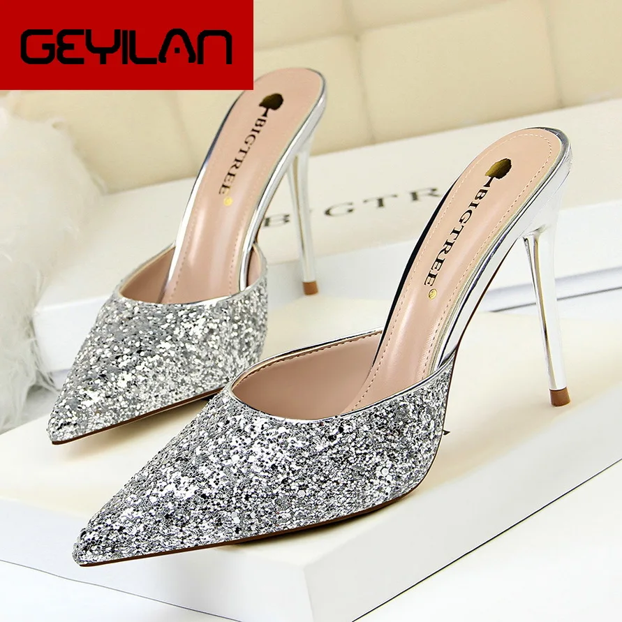 European And American-Style Fashion Simple Metal with Fine with High Heels Shallow Mouth Pointed Sequined Women's Slippers
European And American-Style Fashion Simple Metal with Fine with High Heels Shallow Mouth Pointed Sequined Women's Slippers