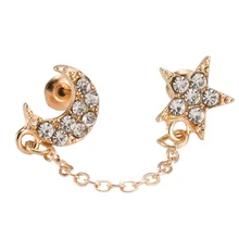 2pcs Personality Vintage Two Piercing One Side Chain Crystal Rhinestone Moon Star Ear Cuff for Double Hole Earrings Jewelry NEW
2pcs Personality Vintage Two Piercing One Side Chain Crystal Rhinestone Moon Star Ear Cuff for Double Hole Earrings Jewelry NEW