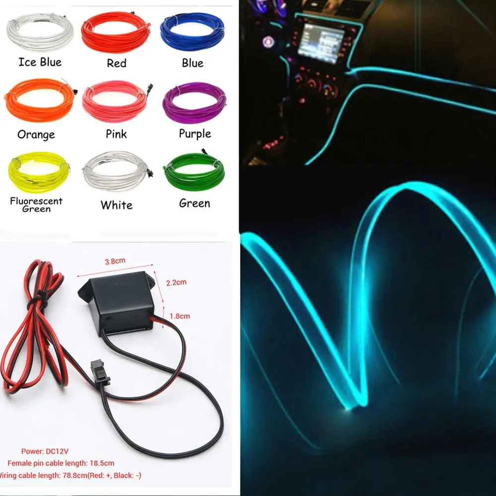 JURPOO 5M 9Colour EL Wire With 2pcs DC12V Adapter for cars &motorcycles Neon Lights LED Lamp Flexible Rope
JURPOO 5M 9Colour EL Wire With 2pcs DC12V Adapter for cars &motorcycles Neon Lights LED Lamp Flexible Rope