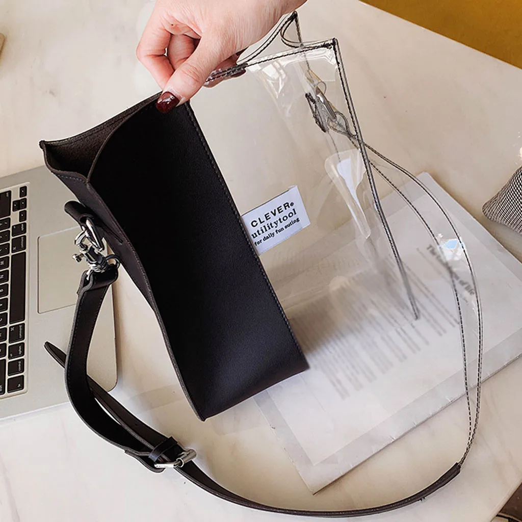 Women's Transparent Handbag Contrast Color Stitching Shoulder Bag Fashion Handbag Female Shopping Large Capacity Bags Totes
Women's Transparent Handbag Contrast Color Stitching Shoulder Bag Fashion Handbag Female Shopping Large Capacity Bags Totes