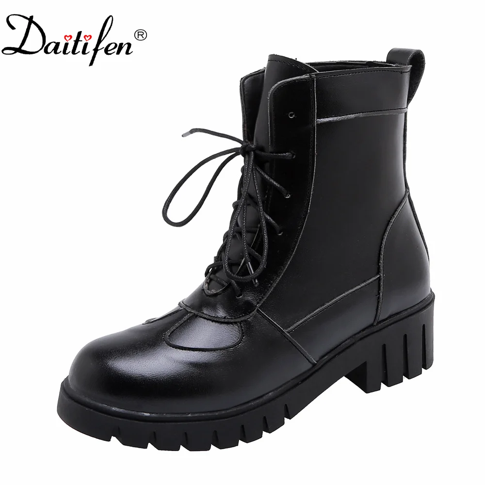 Daitifen Women Leisure Lace Up Winter With Fur Ankle Boots Concise Round Toe Low Heels Boots Fashion Winter Martin Boots
Daitifen Women Leisure Lace Up Winter With Fur Ankle Boots Concise Round Toe Low Heels Boots Fashion Winter Martin Boots