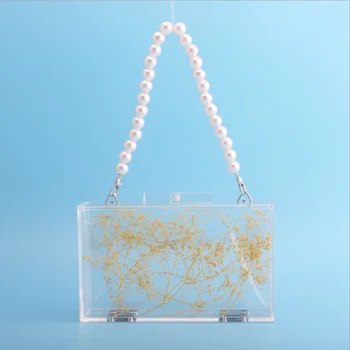 women's bag fashion transparent acrylic box chain small square bag trend shoulder Pearl Beaded chain bags 
women's bag fashion transparent acrylic box chain small square bag trend shoulder Pearl Beaded chain bags