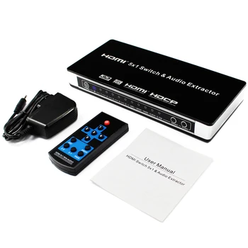 HDMI Switch Switcher 5X1 HDMI o Extractor 4Kx2K 3D ARC o EDID Setting HDMI 1.4V HDMI Switch Remote for PS4 Apple TV(EU P
HDMI Switch Switcher 5X1 HDMI o Extractor 4Kx2K 3D ARC o EDID Setting HDMI 1.4V HDMI Switch Remote for PS4 Apple TV(EU P