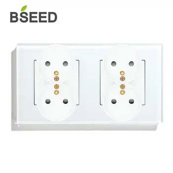BSEED France Dual Frame Wall Socket 4 Outlet Sockets 16A 220VCrystal Glass Panel for Romantic Home Decoration Power Socket
BSEED France Dual Frame Wall Socket 4 Outlet Sockets 16A 220VCrystal Glass Panel for Romantic Home Decoration Power Socket