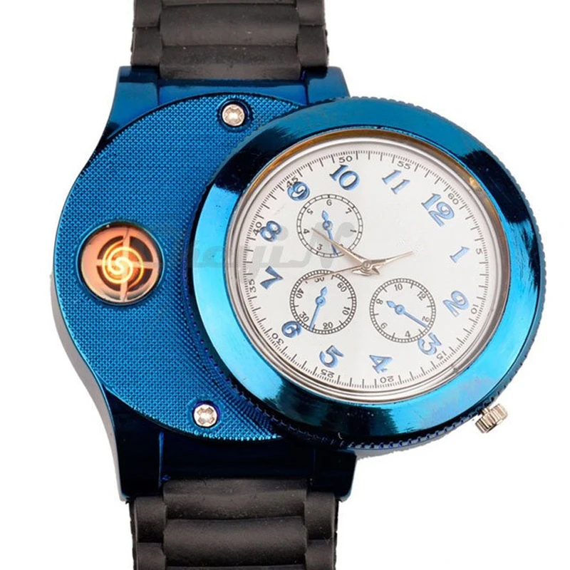 USB Charge Lighter Watches 2020 Mens Designer Watches Personalise Blue Round Case Quartz Watches Silicone Gifts for Boyfriend
USB Charge Lighter Watches 2020 Mens Designer Watches Personalise Blue Round Case Quartz Watches Silicone Gifts for Boyfriend