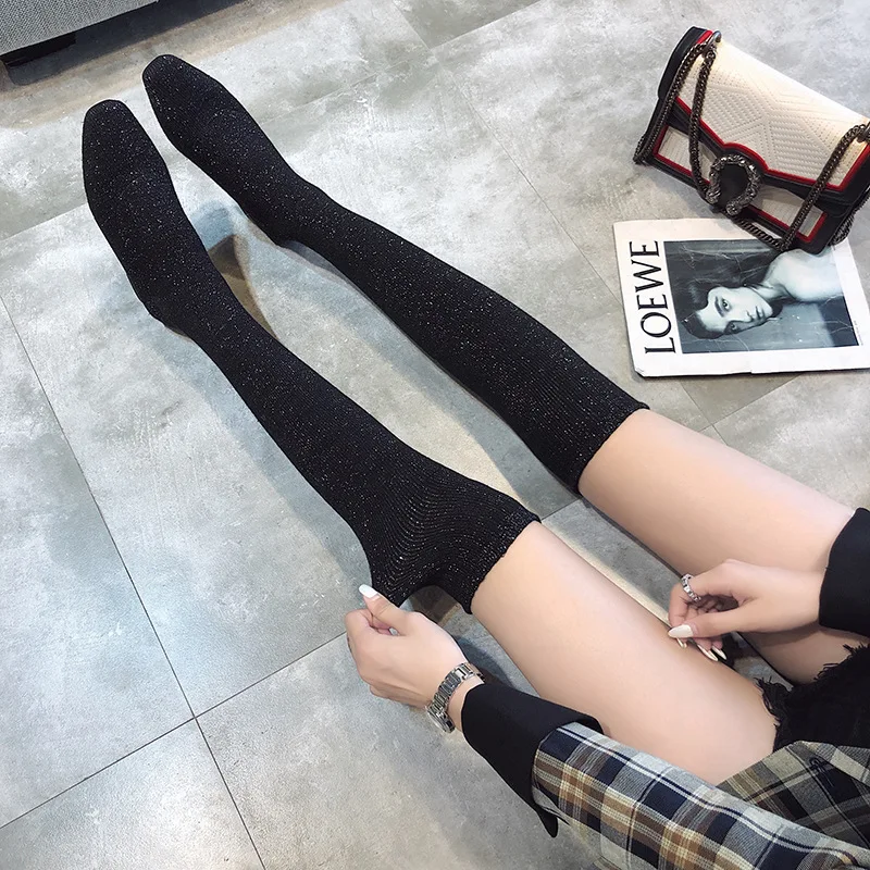 2019 Autumn And Winter New Style Boots Women's Square Head Low Heel Fashion Boots Square Head Low Heel Sequin Socks Boots over-t
2019 Autumn And Winter New Style Boots Women's Square Head Low Heel Fashion Boots Square Head Low Heel Sequin Socks Boots over-t