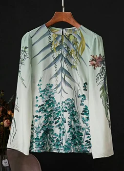 100% Silk Shirt Women Fashion Runway Long Sleeve Print Shirt Casual Lady Shirt
100% Silk Shirt Women Fashion Runway Long Sleeve Print Shirt Casual Lady Shirt