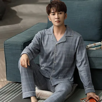 Cotton Men Pajamas Long Sleeve Spring and Autumn Cotton Spring Autumn Winter Middle Aged and Elderly People Dad Homewear Set 
Cotton Men Pajamas Long Sleeve Spring and Autumn Cotton Spring Autumn Winter Middle Aged and Elderly People Dad Homewear Set