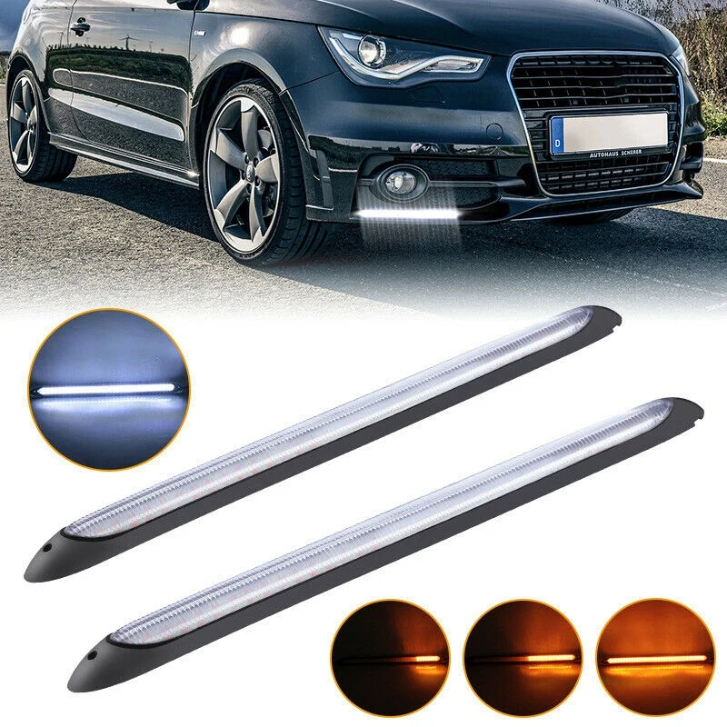 2Pcs Universal DRL Waterproof Car LED Strip Sequential Flow Daytime Running Light White Yellow Black Shell Turn Signal Lamp
2Pcs Universal DRL Waterproof Car LED Strip Sequential Flow Daytime Running Light White Yellow Black Shell Turn Signal Lamp