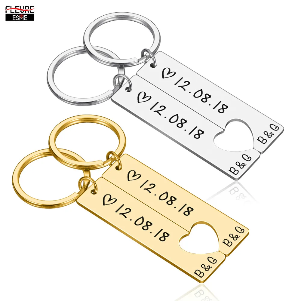 Custom Key Chain Couples Boyfriend Girlfriend Keychain Ring