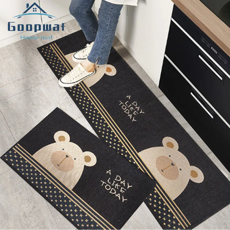 

Cute Cartoon Kitchen Anti-skid Oil-proof Floor Mat Household Dirt-resistant Water-absorbing Foot Mat Strip Entry Door Carpet