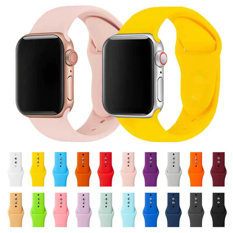 Силиконовый ремешок для apple watch Band 38 40 42 44 мм мягкий цветной спортивный браслет iwatch