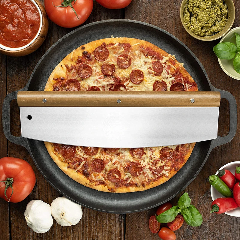 

Лезвие из нержавеющей стали, скребок для теста, измельчитель, качающийся нож для пиццы, нож, деревянная ручка для хлеба, пиццы, торта, выпечки, кухня
