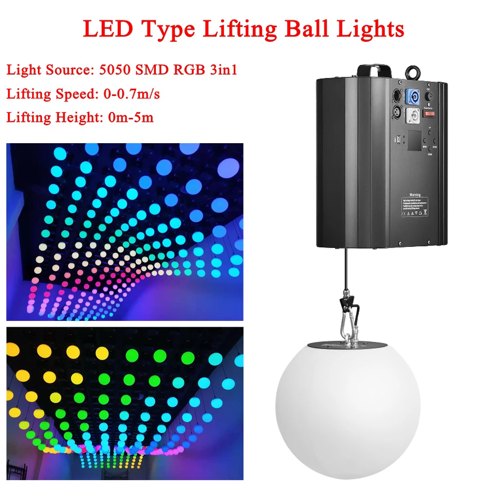 

3D Up Down Lifting Height 0m-5m DMX RGB LED Lifting Ball Modern Wave Effect Colorful Kinetic Light Lift Ball For Stage DJ Disco