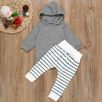 Newborn Baby Boy Girl Hooded Coat Tops+Striped Pants Legging Outfits Clothes Set Bébé 
Newborn Baby Boy Girl Hooded Coat Tops+Striped Pants Legging Outfits Clothes Set Bébé