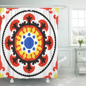 Suzani Ethnic Pattern Uzbek Turkish and Kazakh Motifs Shower Curtain Waterproof Polyester Fabric 60 x 72 Inches Set with Hooks
Suzani Ethnic Pattern Uzbek Turkish and Kazakh Motifs Shower Curtain Waterproof Polyester Fabric 60 x 72 Inches Set with Hooks