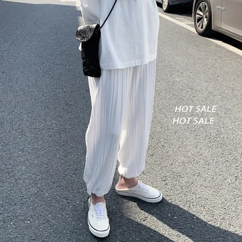 EWQ / men's wear Comfortable and breathable casual pants simple loose wide legs solid color turnup ankle-length pants 9Y1980
EWQ / men's wear Comfortable and breathable casual pants simple loose wide legs solid color turnup ankle-length pants 9Y1980