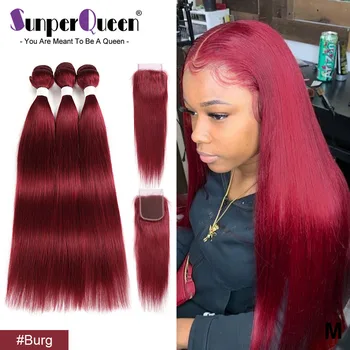 Red Hair Human Hair Weav Bundles With Closure Hair Brazilian Straight Remy Hair 4/99J /BURG/33 Pre Colored Hair Weave Bundles
Red Hair Human Hair Weav Bundles With Closure Hair Brazilian Straight Remy Hair 4/99J /BURG/33 Pre Colored Hair Weave Bundles