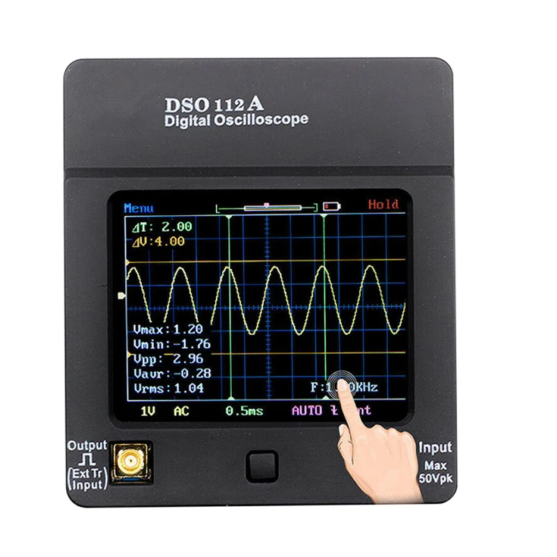 Newest DSO112A TFT Mini Digital Oscilloscope Portable USB Oscilloscope Interface 2MHz 5Msps with Touch Screen
Newest DSO112A TFT Mini Digital Oscilloscope Portable USB Oscilloscope Interface 2MHz 5Msps with Touch Screen