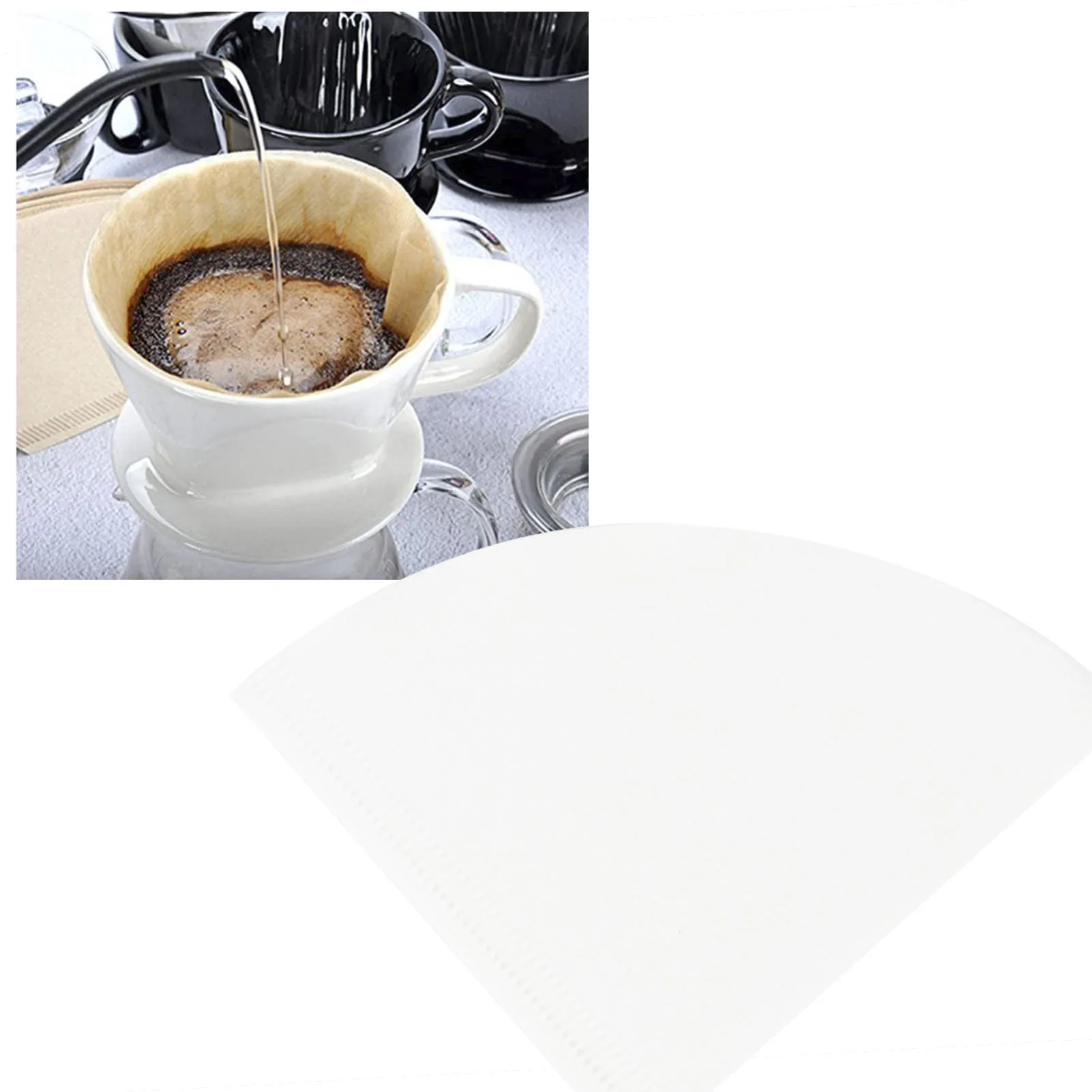 100Pcs White Coffee Filter Paper Fan-Shaped Disposable Coffee Filter Paper Accessories for V60 Drip Coffee Maker
100Pcs White Coffee Filter Paper Fan-Shaped Disposable Coffee Filter Paper Accessories for V60 Drip Coffee Maker