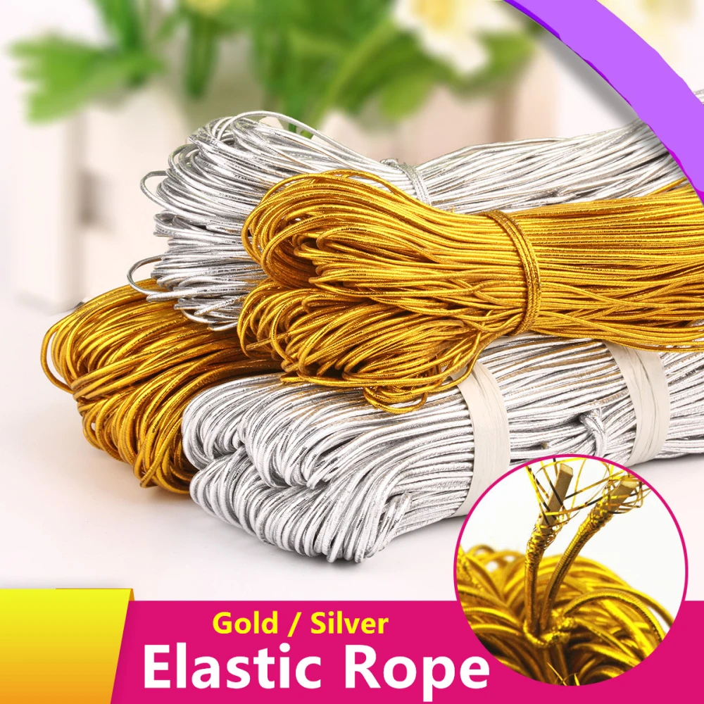 Фото 5Yard 1/1.5MM Gold Silver Elastic Line Rubber Band Rope Spandex String Label Garment Trouser DIY Sewing Accessories | Дом и сад