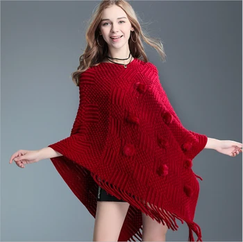 uropean American style women pullocers irregular Hairball v collar tassel female long section cape shawl sweater
uropean American style women pullocers irregular Hairball v collar tassel female long section cape shawl sweater