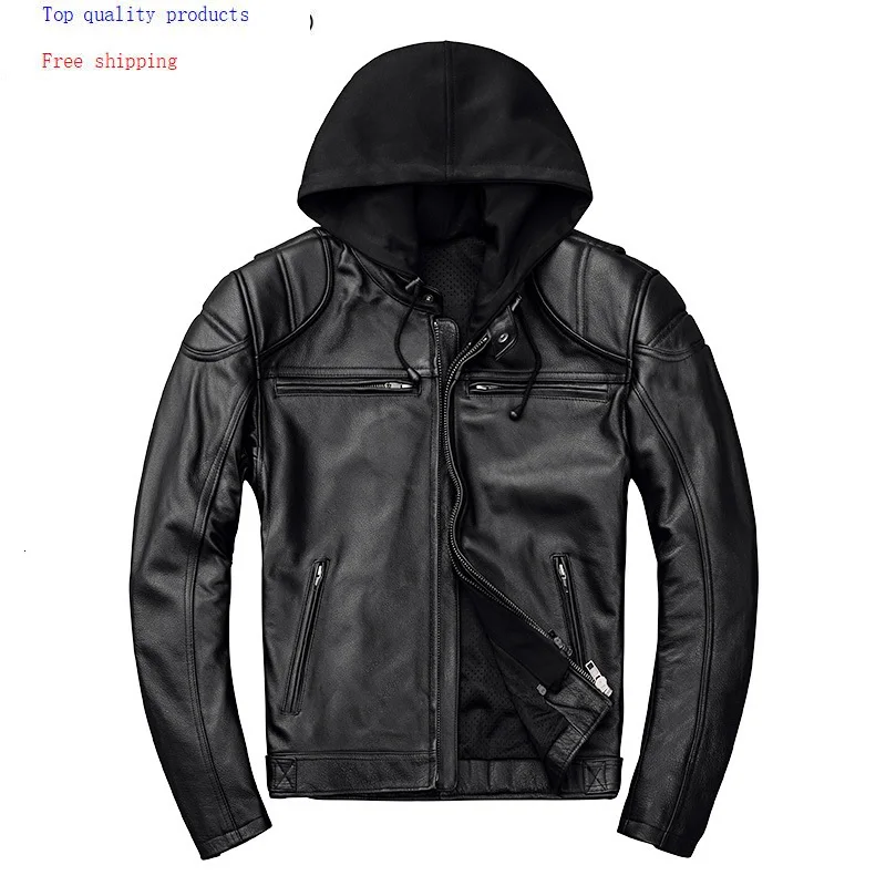 Genuine Leather Jacket Men Hooded Spring Autumn Motorcycle Real Cow Leather Coat Plus Size Cowhide Jackets KJ2907
Genuine Leather Jacket Men Hooded Spring Autumn Motorcycle Real Cow Leather Coat Plus Size Cowhide Jackets KJ2907