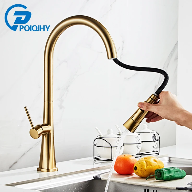 Brushed Gold Pull out Kitchen Faucet Dual Outlet Water spout Luxury new style sink crane 360 Rotation Cold Hot water Mixer Tap
Brushed Gold Pull out Kitchen Faucet Dual Outlet Water spout Luxury new style sink crane 360 Rotation Cold Hot water Mixer Tap