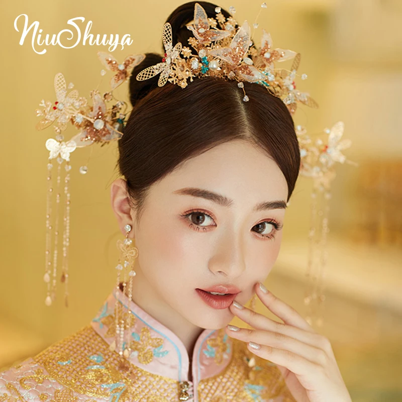 NiuShuya Chinese Bride's Antique Headdress Chinese national Draggonfly Comb Hairpins Hair Jewelry Wedding Hair Accessories
NiuShuya Chinese Bride's Antique Headdress Chinese national Draggonfly Comb Hairpins Hair Jewelry Wedding Hair Accessories