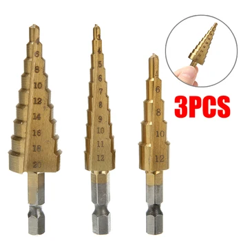 3pcs 3-12mm 4-12/20mm Large HSS Steel Step Cone Drill Bit Titanium Hole Cutter For Power Tools
3pcs 3-12mm 4-12/20mm Large HSS Steel Step Cone Drill Bit Titanium Hole Cutter For Power Tools