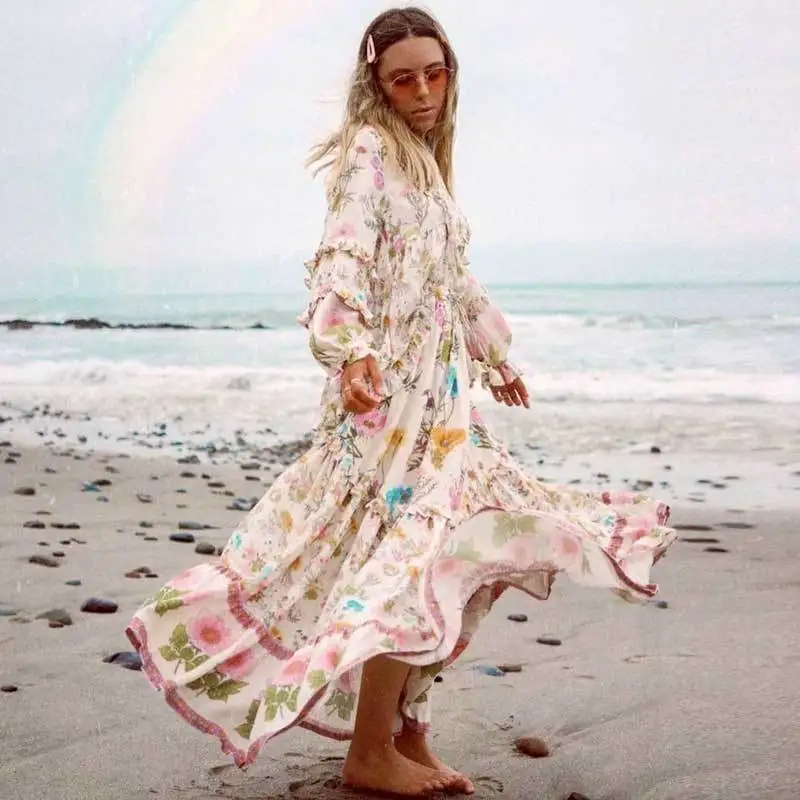 Boho Inspired Wild Floral 2019 Summer Autumn Dress For Women Ruffle Trim V-neck Elastic Boho Dress Long Sleeve Dress Female
Boho Inspired Wild Floral 2019 Summer Autumn Dress For Women Ruffle Trim V-neck Elastic Boho Dress Long Sleeve Dress Female