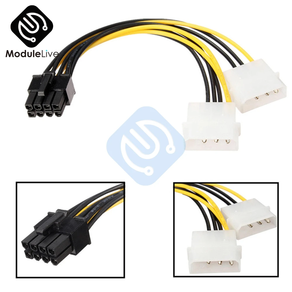 Dual Molex LP4 4 Pin to 8 Pin PCI-E Express Converter Adapter Power Cable Wire Connector Line Tools
Dual Molex LP4 4 Pin to 8 Pin PCI-E Express Converter Adapter Power Cable Wire Connector Line Tools