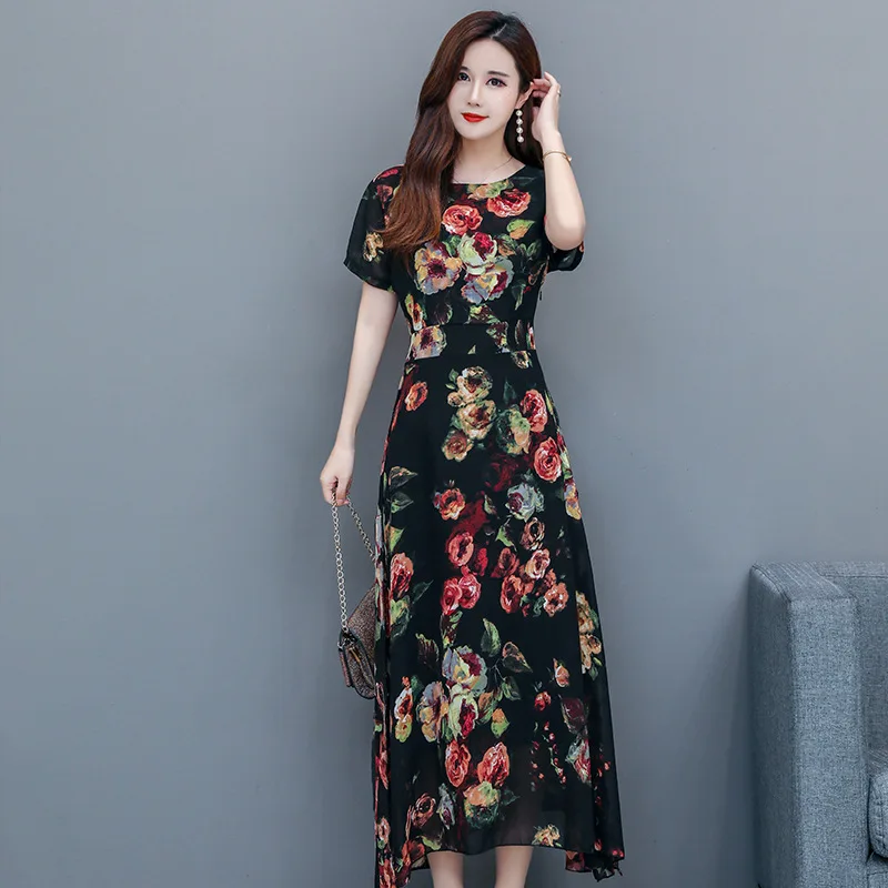 2020 Large Size WOMEN'S Dress Printed Dress Female Spring Summer New Style Kuotaitai Elegant Slim Fit Slimming Skirt