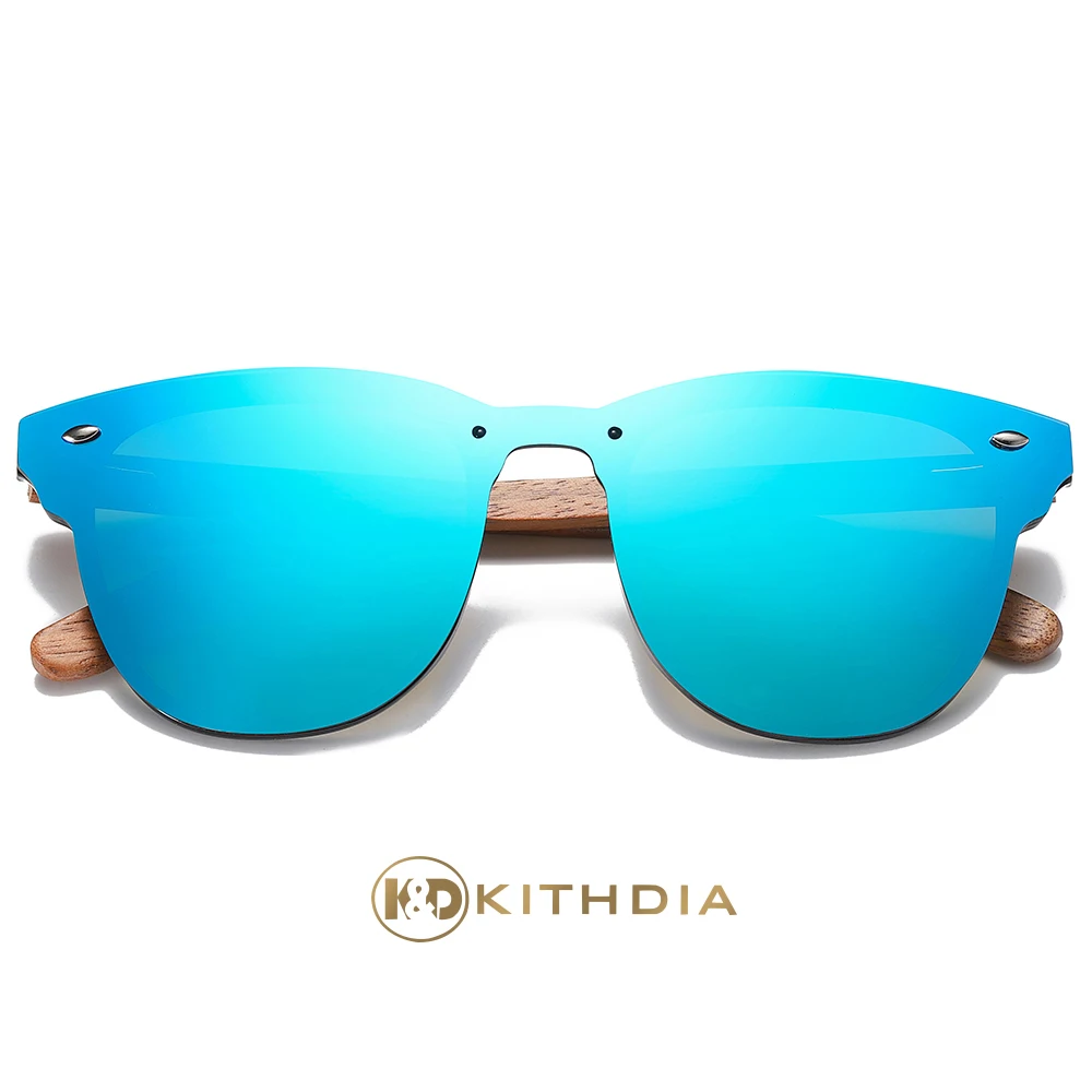 

Kithdia Walnut Wooden Polarized Men's Sunglasses Women Retro Rimless Color Mirror Lens Sun Glasses Handmade Driving Eyewear