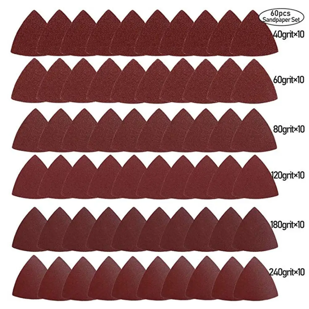 60PCS Oscillating Saw Sand Paper Oscillating Multi-tool Hook Loop Triangle Sandpaper for 3-1/8" Oscillating Sanding Pad
60PCS Oscillating Saw Sand Paper Oscillating Multi-tool Hook Loop Triangle Sandpaper for 3-1/8" Oscillating Sanding Pad