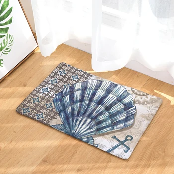 

Coral Print Decorative Floor Entrance Doormat Shell Starfish Pattern Absorbent Kitchen Home Decor Rectangle Bathroom Rugs