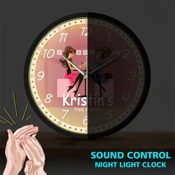 Beauty Salon Finger Spa Sound Control Wall Clock Nail Studio Metal Frame Round Watch Manicurist Custom Technician Gift
Beauty Salon Finger Spa Sound Control Wall Clock Nail Studio Metal Frame Round Watch Manicurist Custom Technician Gift